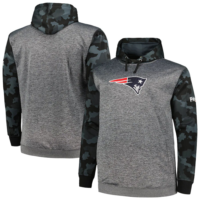 Men's New England Patriots Heather Charcoal Big & Tall Camo Pullover Hoodie Men's New England Patriots Heather Charcoal Big & Tall Camo Pullover Hoodie